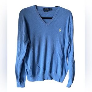 Polo Ralph Lauren Light Blue Pullover V Neck Sweater 100% Pima Cotton Large